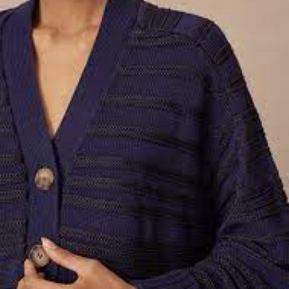 Me+EM Raised Stripe Cotton Cardigan - Picture 6 of 7